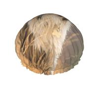 Gorro de ducha elástico impermeable de doble capa con borde blanco y negro para mascotas de césped Border Collie. Gorro de baño reutilizable.