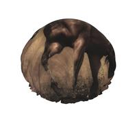 Gorro de ducha elástico impermeable de doble capa con diseño de caballo corriendo y café, gorro de baño reutilizable