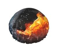 Gorro de ducha elástico impermeable de doble capa con diseño de hockey sobre hielo y fuego, gorro de baño reutilizable.