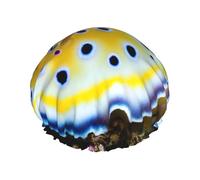 Gorro de ducha elástico impermeable de doble capa con diseño de nudibranquio del Mar Rojo, gorro de baño reutilizable.