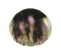 Gorro de ducha elástico impermeable de doble capa con diseño de perro Affenpinscher, color negro, mono y terrier, gorro de baño reutilizable.