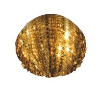 Gorro de ducha elástico impermeable de doble capa con lentejuelas doradas y brillantes, gorro de baño reutilizable.