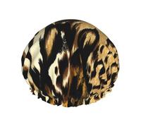 Gorro de ducha elástico impermeable de doble capa con piel de leopardo, león y tigre, gorro de baño reutilizable.