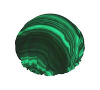 Gorro de ducha elástico impermeable de doble capa con textura de malaquita, gorro de baño reutilizable.