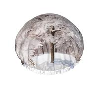 Gorro de ducha elegante con estampado de árbol de nieve blanco, gorro de ducha reutilizable para mujer, gorro de ducha grande para trenzas de cabello largo