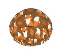 Gorro de ducha Fox Maple de doble capa, reutilizable, resistente al agua, grande, para mujer, con forro de Peva y cordón elástico.