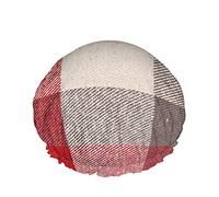 Gorro de ducha Gingham Fuzzy Red and Gray Tartan Plaid Checkered Lattice Estilo británico Gorros de baño grandes para mujeres Hombres Niñas Cabello largo Sombreros reutilizables impermeables