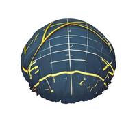 Gorro de ducha/gorro para el pelo lavable y reutilizable con estampado amarillo de fórmula matemática y forro/elástico que se adapta a todos los largos de cabello