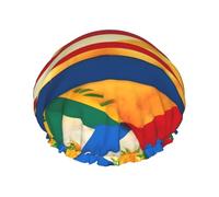 Gorro de ducha/gorro para el pelo lavable y reutilizable con estampado de banderas nativas hawaianas con forro/elástico que se adapta a todos los largos de cabello