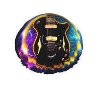 Gorro de ducha/gorro para el pelo lavable y reutilizable con estampado de música de guitarra eléctrica mágica con forro/elástico que se adapta a todos los largos de cabello