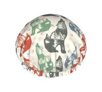Gorro de ducha gótico Cool Husky multicolor, doble capa, reutilizable, impermeable, gorro de ducha grande para mujer, gorro de ducha para ducha con forro de Peva y cuerda elástica