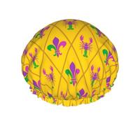 Gorro de ducha grande con diseño de cangrejo de río, reutilizable, impermeable, gorro de ducha de doble capa para mujer, gorro de ducha para ducha con forro de Peva y cuerda elástica