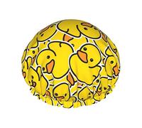 Gorro de ducha grande con diseño de patos amarillos para mujeres y hombres, gorros de ducha reutilizables, gorro de ducha impermeable para trenzas y pelo largo, gorro de ducha con forro de Peva y ban