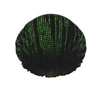 Gorro de ducha grande con estampado binario de números verdes, protector de pelo de doble capa para cuidado facial, envoltura reutilizable para el cabello