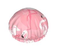 Gorro de ducha grande con estampado de hojas de palmera de flamenco, protector de pelo de doble capa para cuidado facial, envoltura reutilizable para el cabello