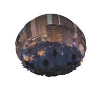 Gorro de ducha grande con estampado de horizonte de Los Ángeles, protector de pelo de doble capa para cuidado facial, envoltura reutilizable para el cabello