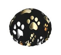 Gorro de ducha grande con estampado de huellas de perro, protector de pelo de doble capa para cuidado facial, envoltura reutilizable para el cabello