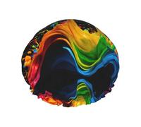 Gorro de ducha grande con estampado de salpicaduras de pintura, protector de pelo de doble capa para el cuidado facial, envoltura reutilizable para el cabello