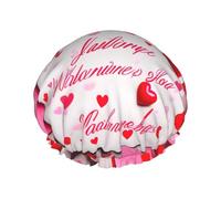 Gorro de ducha grande con estampado del día del amante, gorro de pelo con banda elástica, doble capa impermeable, para mujeres, hombres y niños