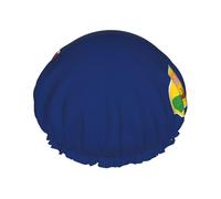Gorro de ducha grande impermeable con diseño de bandera de las Islas Turcas y Caicos para mujer, pelo largo, lavable, banda elástica