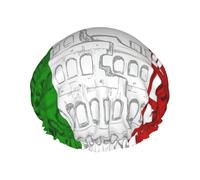 Gorro de ducha grande impermeable con estampado de bandera italiana del Coliseo romano para mujer, pelo largo, lavable, banda elástica