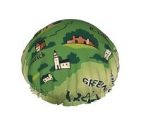 Gorro de ducha grande impermeable con mapa de Irlanda para mujer, pelo largo, lavable, banda elástica