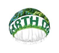 Gorro de ducha Happy Earth Day para mujer, gorros de pelo largo reutilizables, gorro de ducha de baño de doble capa ajustable para mujeres y niños, adecuado para todas las longitudes