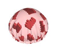 Gorro de ducha Happy Valentine'S Day Hearts On Pink Gorro de baño reutilizable Gorro de ducha de baño elástico Impermeable para gorras de cabello de todas las longitudes de cabello