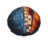 Gorro de ducha impermeable con banda elástica, gorro de ducha reutilizable de doble capa para mujer,Arte musical de saxofón de hielo y fuego