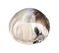 Gorro de ducha impermeable con banda elástica, gorro de ducha reutilizable de doble capa para mujer,Animales inteligentes Mapache Naturaleza