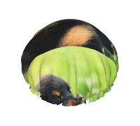 Gorro de ducha impermeable con banda elástica, gorro de ducha reutilizable de doble capa para mujer,Animal Animal Lindo Perro Cachorro Rottweiler