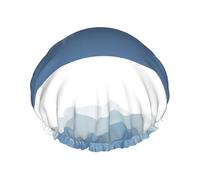 Gorro de ducha impermeable con banda elástica, gorro de ducha reutilizable de doble capa para mujer,Bosque Silueta Montañas Madera Paisaje Naturaleza Montaña Parques