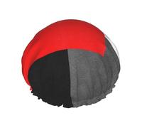 Gorro de ducha impermeable con banda elástica, gorro de ducha reutilizable de doble capa para mujer,Bloque geométrico rojo, gris, negro y blanco