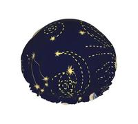 Gorro de ducha impermeable con banda elástica, gorro de ducha reutilizable de doble capa para mujer,Brilla en la estrella
