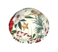 Gorro de ducha impermeable con banda elástica, gorro de ducha reutilizable de doble capa para mujer,Campana navideña floral de Pascua