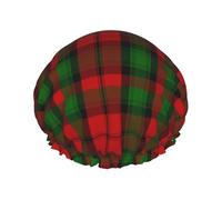 Gorro de ducha impermeable con banda elástica, gorro de ducha reutilizable de doble capa para mujer,Cuadros escoceses del clan Kerr, rojo y verde