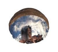 Gorro de ducha impermeable con banda elástica, gorro de ducha reutilizable de doble capa para mujer,Caballos corriendo