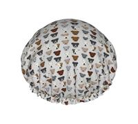 Gorro de ducha impermeable con banda elástica, gorro de ducha reutilizable de doble capa para mujer,Cabezas de Pitbull, perro Pitbull terrier más pequeño, talla S, gris claro