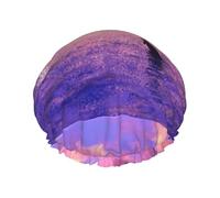 Gorro de ducha impermeable con banda elástica, gorro de ducha reutilizable de doble capa para mujer,Delfines al atardecer