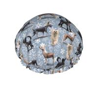 Gorro de ducha impermeable con banda elástica, gorro de ducha reutilizable de doble capa para mujer,El perro crestado chino de Navidad