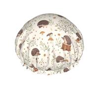 Gorro de ducha impermeable con banda elástica, gorro de ducha reutilizable de doble capa para mujer,Erizo de pradera