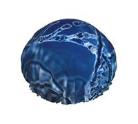 Gorro de ducha impermeable con banda elástica, gorro de ducha reutilizable de doble capa para mujer,Foto impresa de la cadena de ADN