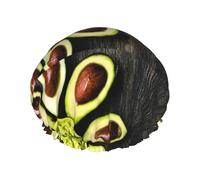 Gorro de ducha impermeable con banda elástica, gorro de ducha reutilizable de doble capa para mujer,Guacamole de palta hecho con flor de aguacate, comida y bebida