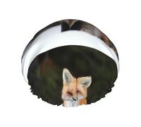 Gorro de ducha impermeable con banda elástica, gorro de ducha reutilizable de doble capa para mujer,Impresión divertida de zorro