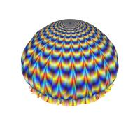 Gorro de ducha impermeable con banda elástica, gorro de ducha reutilizable de doble capa para mujer,Impresión GIF de ilusión óptica en espiral