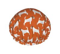 Gorro de ducha impermeable con banda elástica, gorro de ducha reutilizable de doble capa para mujer,Jack Russell Terriers Naranja Lindo Perro Jack Russell