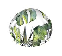 Gorro de ducha impermeable con banda elástica, gorro de ducha reutilizable de doble capa para mujer,Jardín tropical