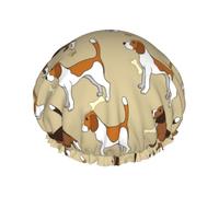 Gorro de ducha impermeable con banda elástica, gorro de ducha reutilizable de doble capa para mujer,Lindo y astuto beagle de dibujos animados