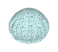 Gorro de ducha impermeable con banda elástica, gorro de ducha reutilizable de doble capa para mujer,Microbiología