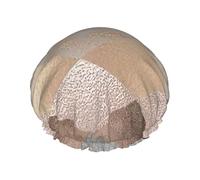 Gorro de ducha impermeable con banda elástica, gorro de ducha reutilizable de doble capa para mujer,Mármol Argyle de cobre y oro rosa ruborizado